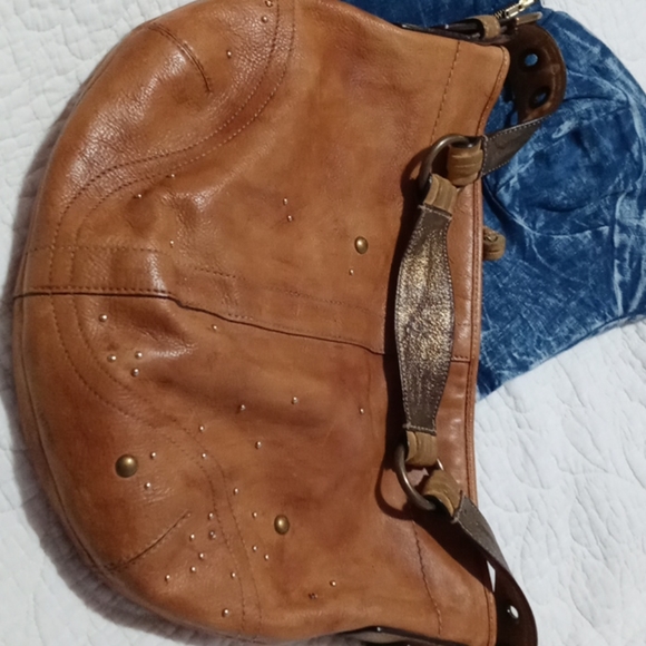 Coach tan leather Crystal studded handbag - Picture 3 of 3